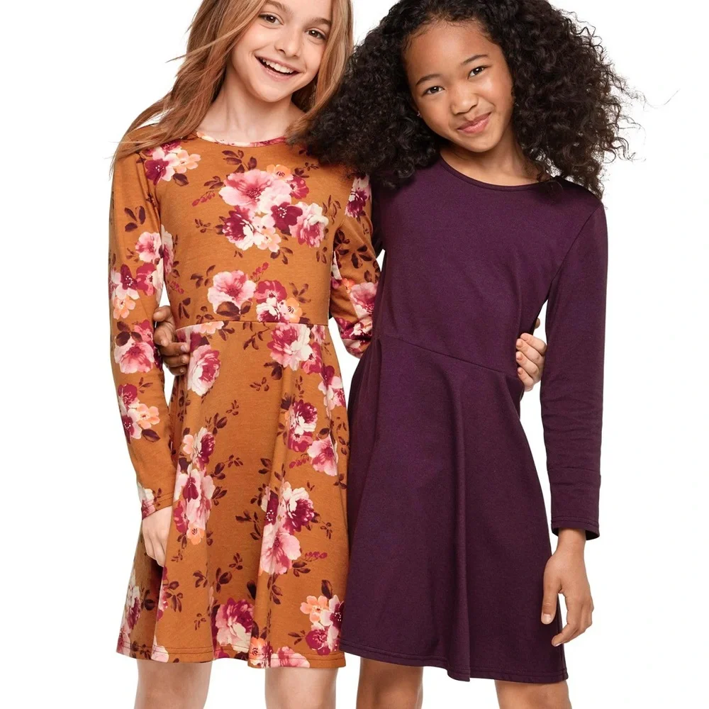 The Children’s Place Floral Long Sleeve Fashion Skater Dress Size S (5/6) - Picture 3 of 5